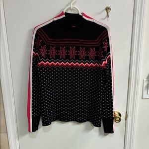 Krimson Klover Black and Pink Patterned Sweater